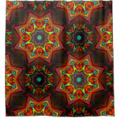 Rideaux De Douche Kaléidoscope étoilé jaune rouge (Devant)