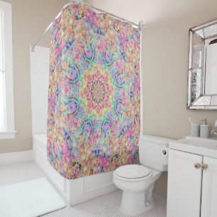 Rideaux De Douche Kaléidoscope vintage hippie de fractale de