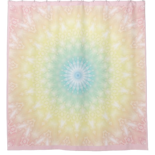 Rideaux De Douche Kaleidoscopic summer circle mosaic print pastel (Devant)