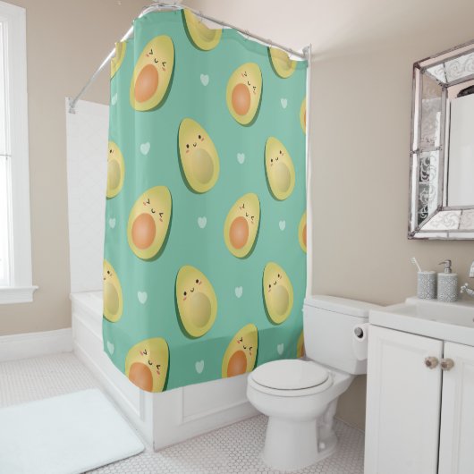 Rideaux De Douche Kawaii Avocados évitons le Motif (En situation)