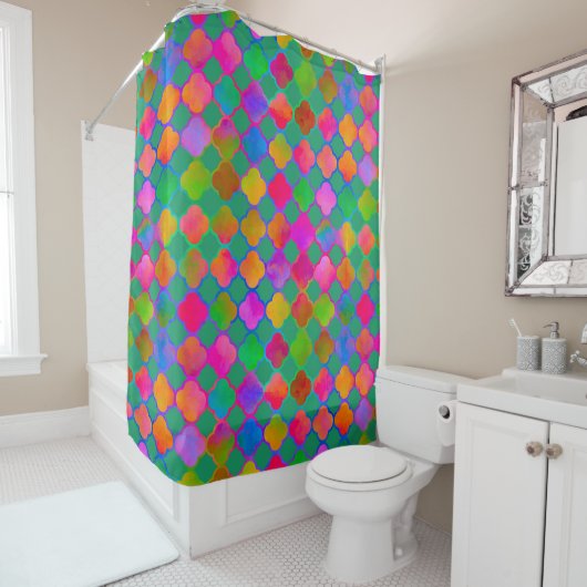Rideaux De Douche Kazbar Couleur Vert de Mer (En situation)