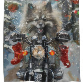 Rideaux De Douche Keeshond chien équitation moto Noël (Devant)