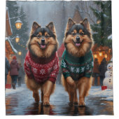 Rideaux De Douche Keeshond Dogs Christmas Snow Holiday (Devant)