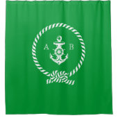 Rideaux De Douche Kelly Green corde nautique et Monogramme Ancre (Devant)