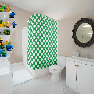 Rideaux De Douche Kelly Green : Grand Motif blanc Polka Dot