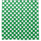 Rideaux De Douche Kelly Green : Grand Motif blanc Polka Dot (Devant)