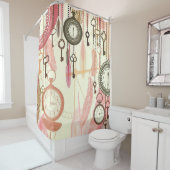 Rideaux de douche Keys Clocks and Feathers (En situation)