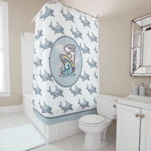 Rideaux De Douche Kids Requin Surfer