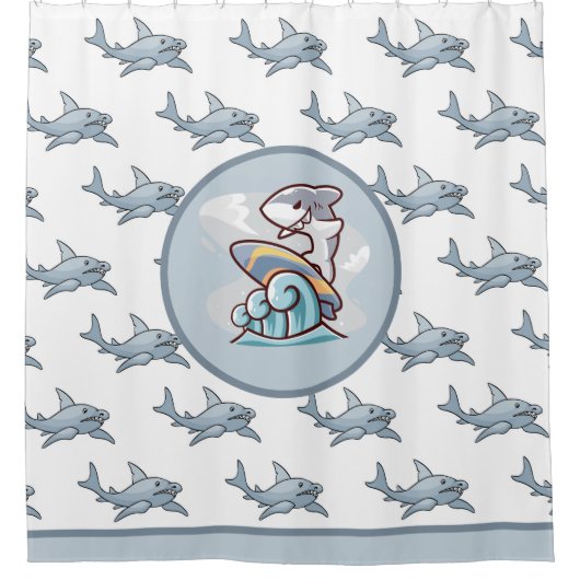 Rideaux De Douche Kids Shark Surfer (Devant)