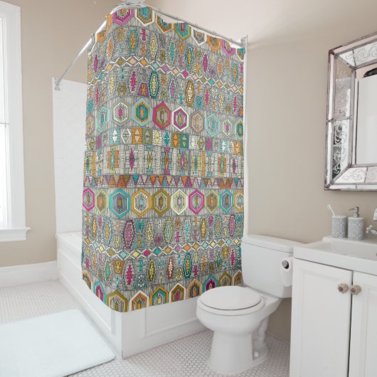 Rideaux De Douche kilim pembe (En situation)