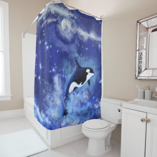 Rideaux De Douche Killer Whale on Full Moon (En situation)