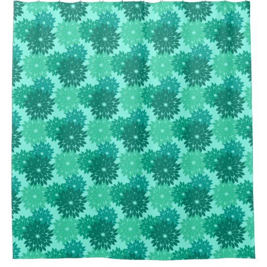 Rideaux De Douche Kimono Floral moderne Imprimer, Turquoise, Turquoi (Devant)