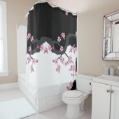 Rideaux De Douche Kimono japonais Sakura noir et blanc (En situation)