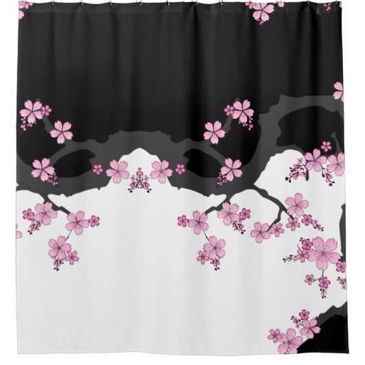Rideaux De Douche Kimono japonais Sakura noir et blanc (Devant)