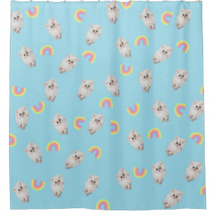 Rideaux De Douche Kitschy Pastel Chat esthétique Kitten Rainbows ble