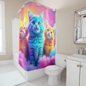 Rideaux De Douche Kitten Art coloré (En situation)