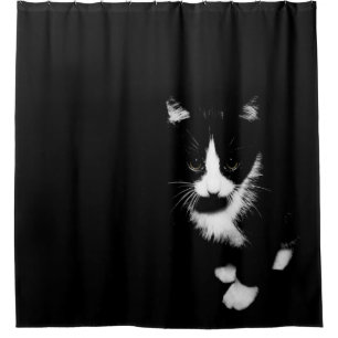 Rideaux De Douche Kitten noir et blanc