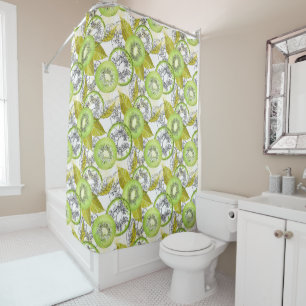 Rideaux De Douche Kiwi, fruité, vert et blanc, frais, juteux, blanc
