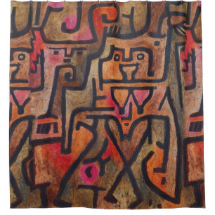 Rideaux De Douche Klee Abstrait Rouge Abstrait Expressionniste Natur