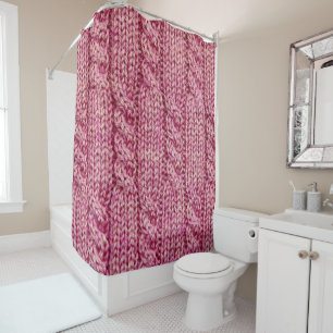 Rideaux De Douche Knit câblé par fil rose