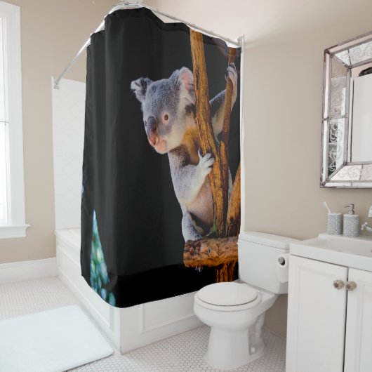 Rideaux De Douche Koala Cute en gris arbre (En situation)