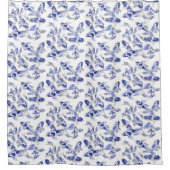 Rideaux De Douche Koi bleu et blanc (Devant)