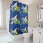 Rideaux De Douche koi de natation en bleu (En situation)