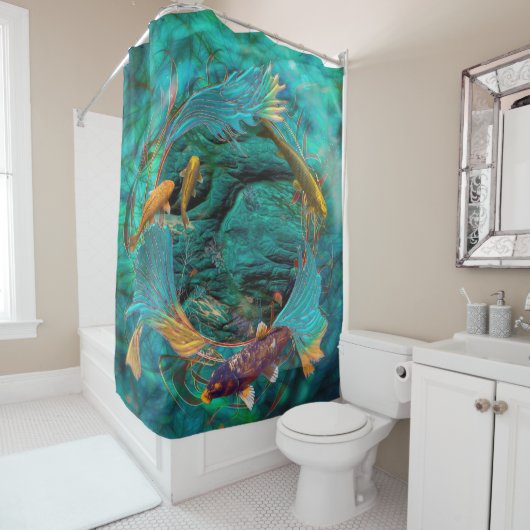 Rideaux De Douche Koi Fish NAGER EN PAIX (En situation)