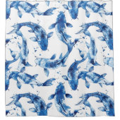 Rideaux De Douche Koi Indigo Shibori motif (Devant)
