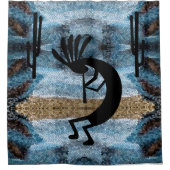 Rideaux De Douche Kokopelli Sud-Ouest Désert Mosaïque bleue 2 (Devant)