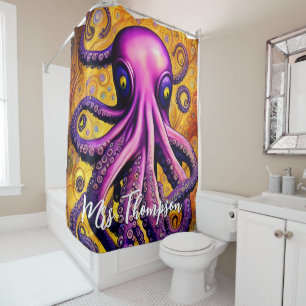 Rideaux De Douche Kraken Octopus avec nom personnalisé