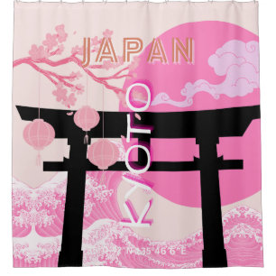 Rideaux De Douche Kyoto Japon rose Voyages