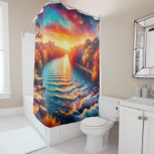 Rideaux De Douche "L’avènement tranquille de Dawn : Comal River Sunr (En situation)