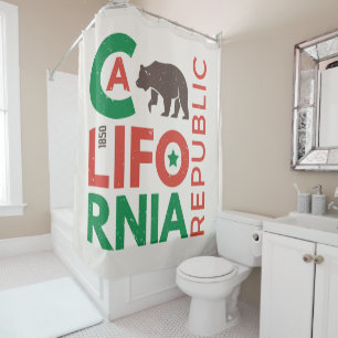 Rideaux De Douche La Californie avec le logo d'ours gris