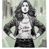 RIDEAUX DE DOUCHE "LA CHICA BRAVA DEFIANT" AVEC TEE (Devant)