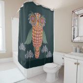 Rideaux De Douche La chouette de sagesse et de fleurs (En situation)