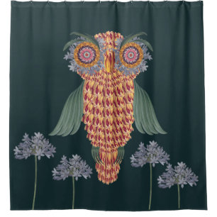 Rideaux De Douche La chouette de sagesse et de fleurs