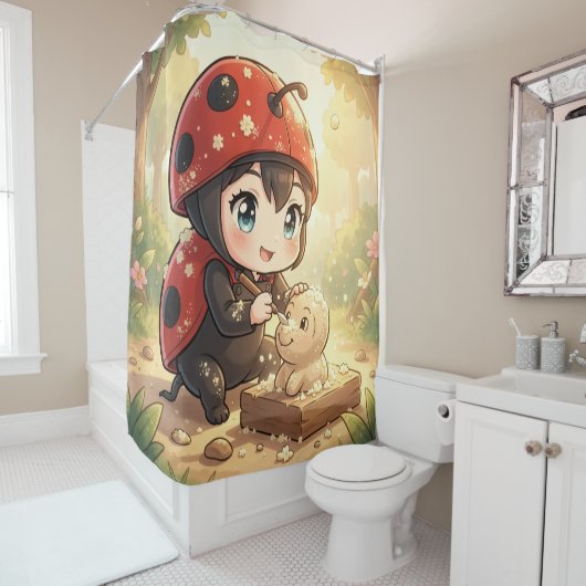 Rideaux De Douche La coccinelle et le Royaume de Nectar Caché.2 (En situation)