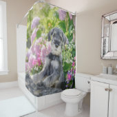 Rideaux De Douche La coquelette Schnauzer dans un jardin fleuri : (En situation)