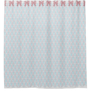 Rideaux De Douche La damassé bleue et rose chic minable W cintre et