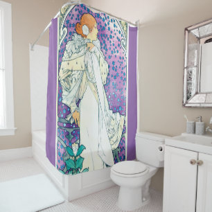 Rideaux De Douche La Dame des Camelias, Alphonse Mucha