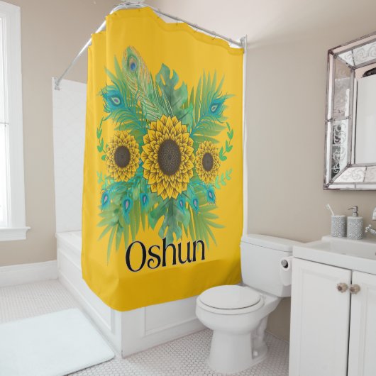 Rideaux De Douche La déesse d'Oshun Tournesols (En situation)