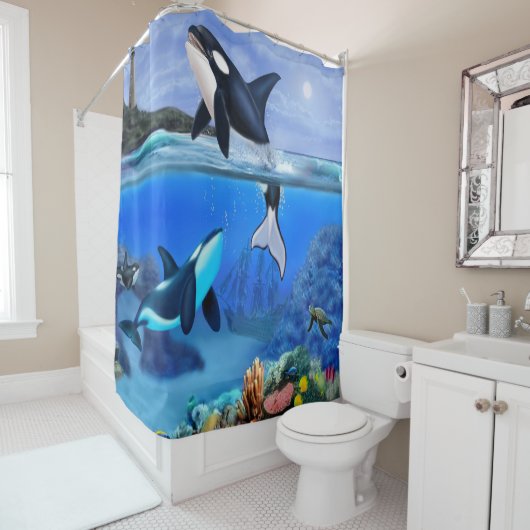 Rideaux De Douche La famille d'orques (En situation)