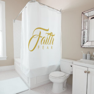 Rideaux De Douche La foi sur la peur or et blanc
