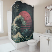 Rideaux De Douche La Grande Classique de la Vague Rétro (En situation)