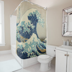 Rideaux De Douche La Grande Vague de Kanagawa par Hokusai Art