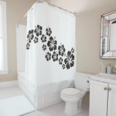 Rideaux De Douche La ketmie tropicale fleurit noir de guirlande (En situation)