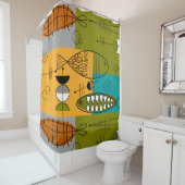 Rideaux De Douche La moitié du siècle WhimsicalFish moderne (En situation)