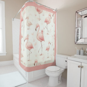 Rideaux De Douche La plus mignonne troupe de flamants roses