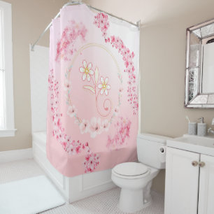 Rideaux De Douche La Révérie printanière : Bénédiction florale rose
